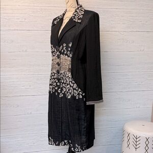 Black and Tan Patterned Long Coat by Aria